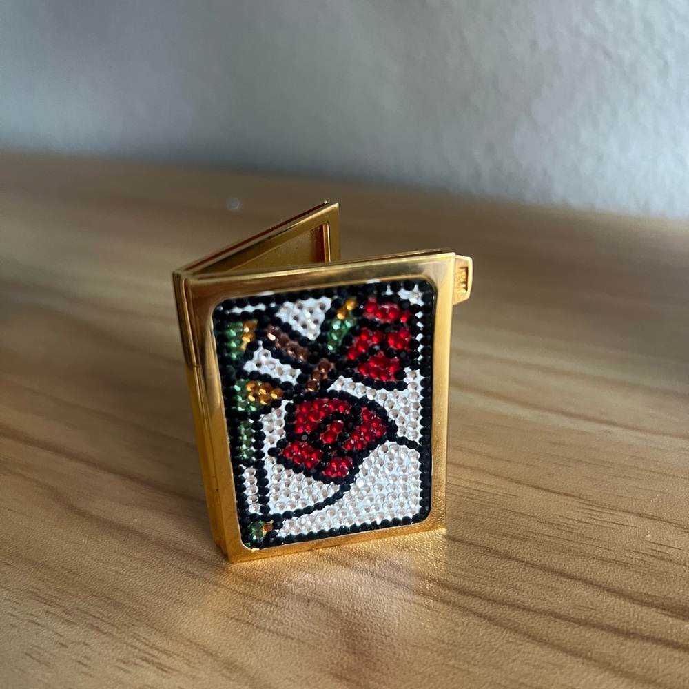 RARE Judith Leiber SIGNATURE Swarovski Crystal Compact picture FRAME FLORAL